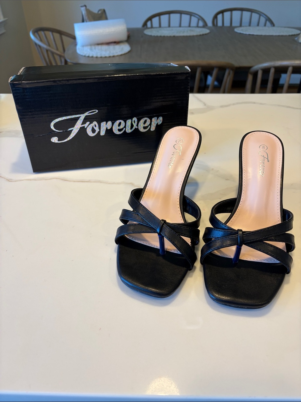 Forever Black Kitten Heel - size 8